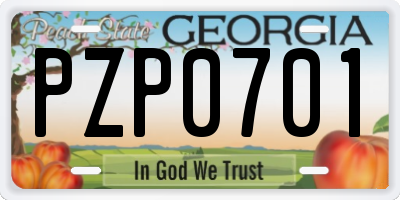 GA license plate PZP0701