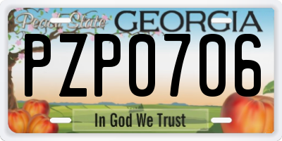 GA license plate PZP0706