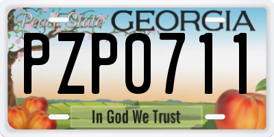GA license plate PZP0711