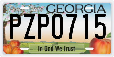 GA license plate PZP0715