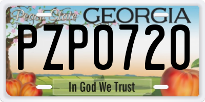 GA license plate PZP0720