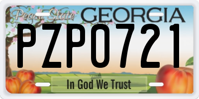 GA license plate PZP0721