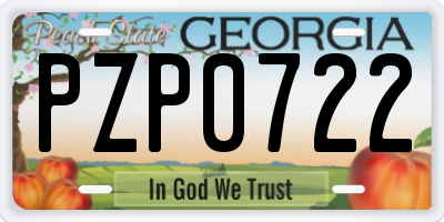 GA license plate PZP0722