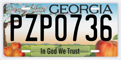 GA license plate PZP0736