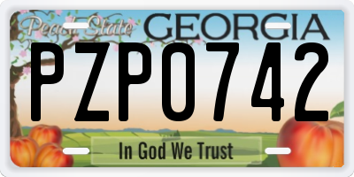 GA license plate PZP0742