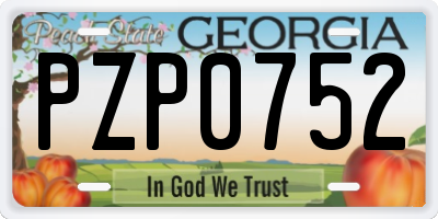 GA license plate PZP0752