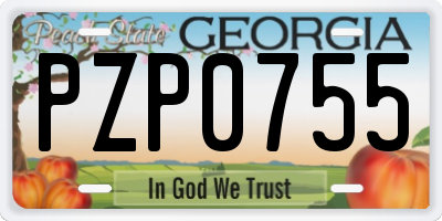 GA license plate PZP0755