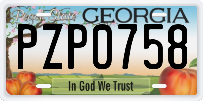 GA license plate PZP0758