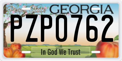 GA license plate PZP0762