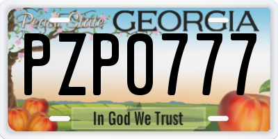 GA license plate PZP0777