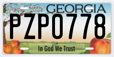 GA license plate PZP0778