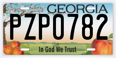 GA license plate PZP0782