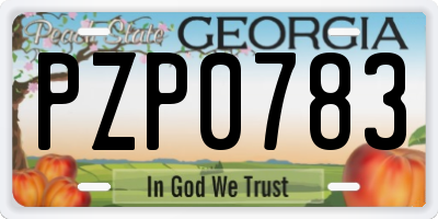 GA license plate PZP0783