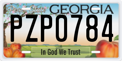 GA license plate PZP0784