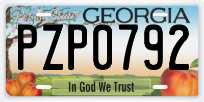 GA license plate PZP0792