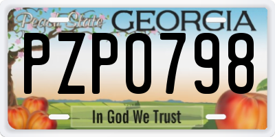 GA license plate PZP0798