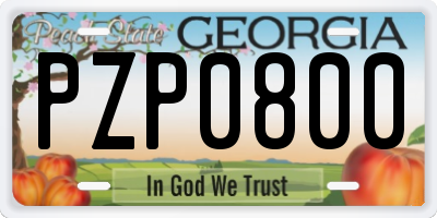 GA license plate PZP0800