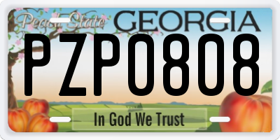 GA license plate PZP0808
