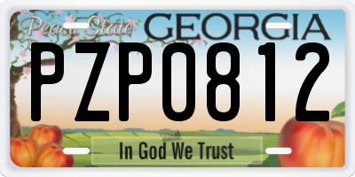 GA license plate PZP0812