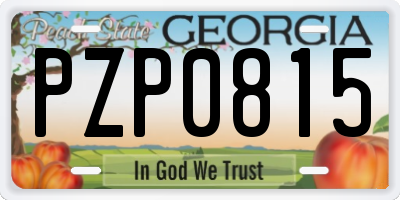 GA license plate PZP0815