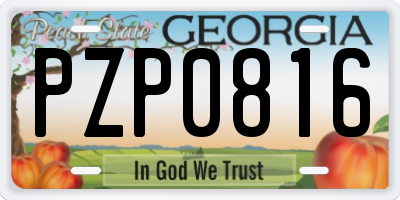 GA license plate PZP0816