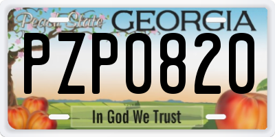 GA license plate PZP0820