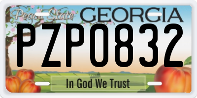 GA license plate PZP0832