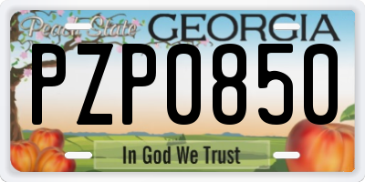 GA license plate PZP0850