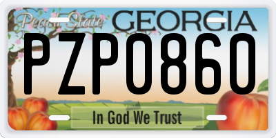 GA license plate PZP0860