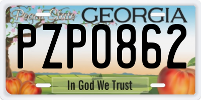 GA license plate PZP0862