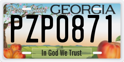 GA license plate PZP0871
