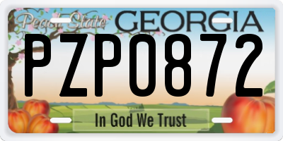 GA license plate PZP0872