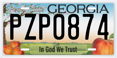 GA license plate PZP0874