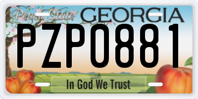 GA license plate PZP0881