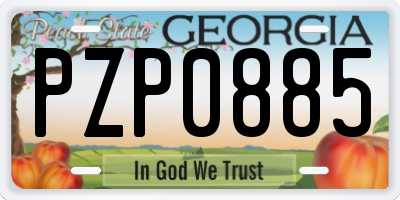 GA license plate PZP0885