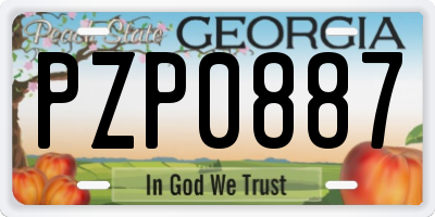 GA license plate PZP0887