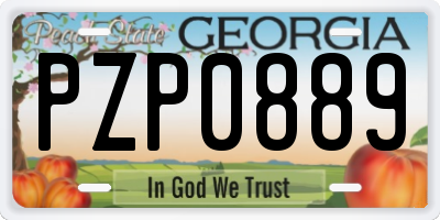 GA license plate PZP0889