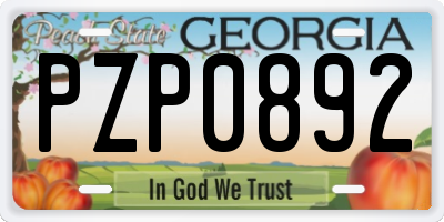 GA license plate PZP0892
