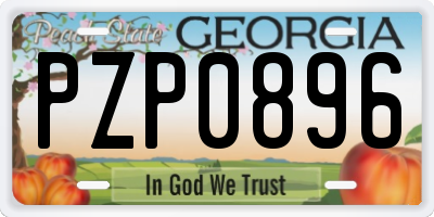 GA license plate PZP0896