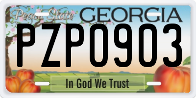 GA license plate PZP0903