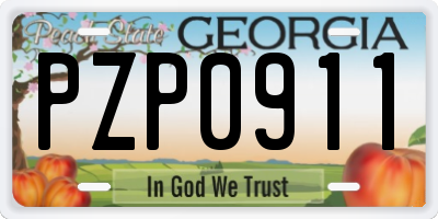 GA license plate PZP0911