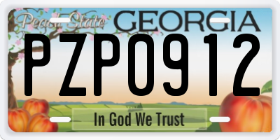 GA license plate PZP0912