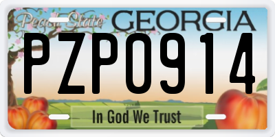 GA license plate PZP0914