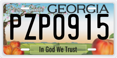 GA license plate PZP0915