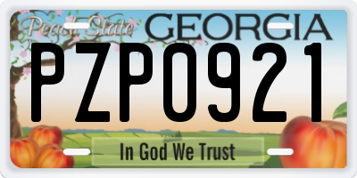 GA license plate PZP0921