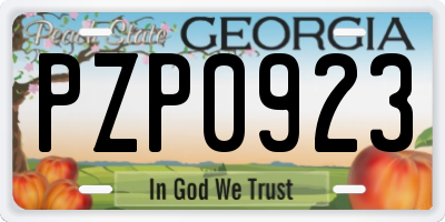 GA license plate PZP0923