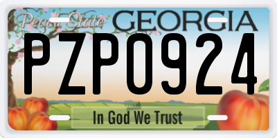 GA license plate PZP0924
