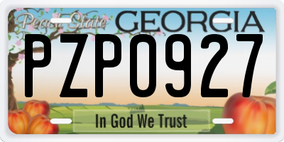 GA license plate PZP0927