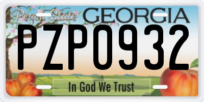 GA license plate PZP0932