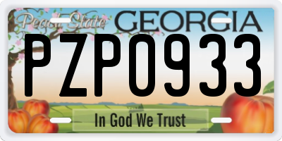 GA license plate PZP0933
